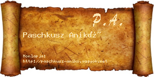 Paschkusz Anikó névjegykártya